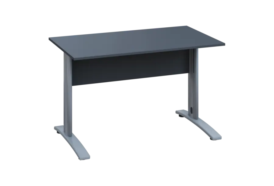 EPK 27 - 12 stůl kancelářský, kovová podnož stříbrná, deska 25 mm, široký 1200 mm, antracit